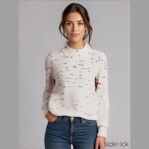 Loft Sweater Mock Neck Speckled Knit Cream Size Woman's XS